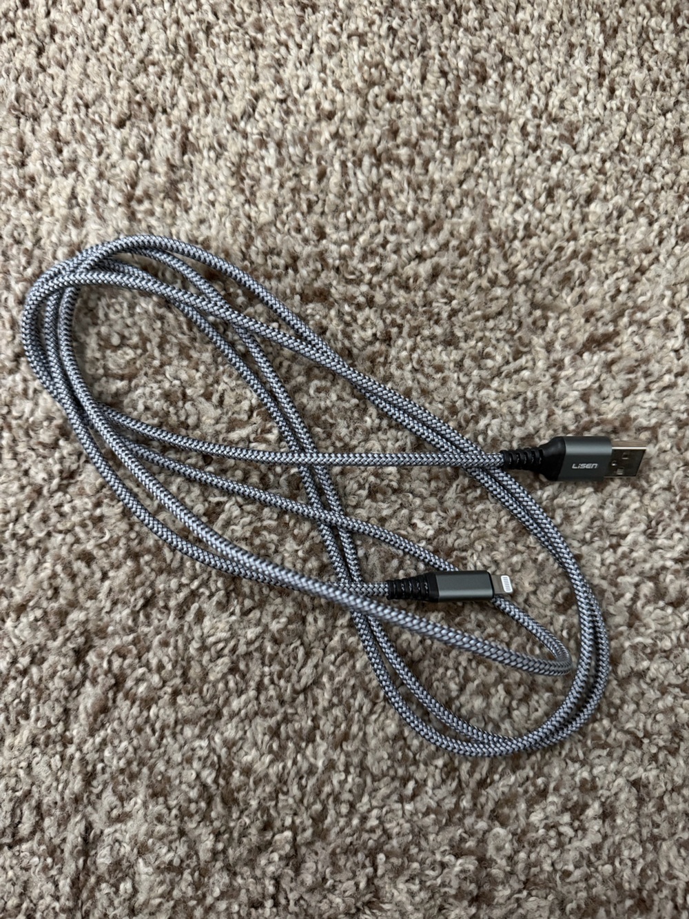 XL USB to Lightning Braided Charging Cable - Grey